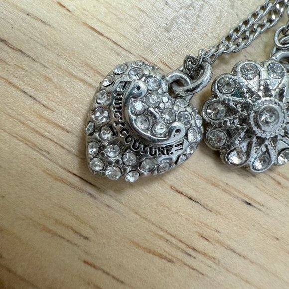 Juicy Couture Silver-Tone Layered Charm Necklace With Heart Key & Flower Pendant - Picture 8 of 10